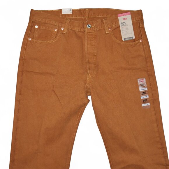 Levis 501 Original Fit Jeans Men's Size 36X30 Rust Brown Denim Straight Leg NEW - Picture 4 of 11